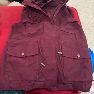 Love Tree Maroon Utility Vest with Hood